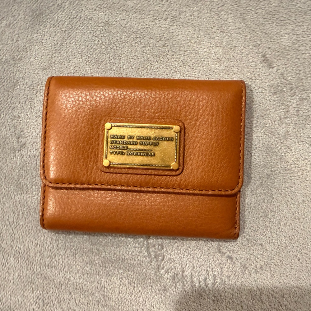 Marc Jacobs Brown Leather Card Holder with Gold Accent
